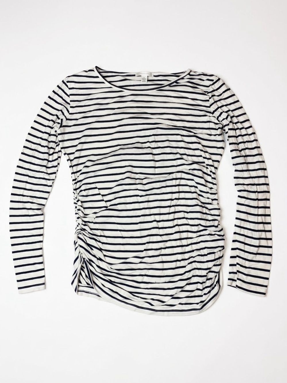Bearsland Maternity Striped Long Sleeve Ruched Nursing Top Medium